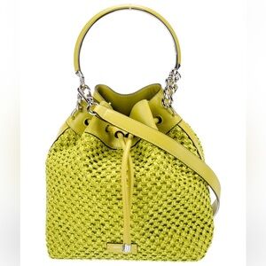 Jimmy Choo Bon Bon Raffia Bucket Shoulder Bag